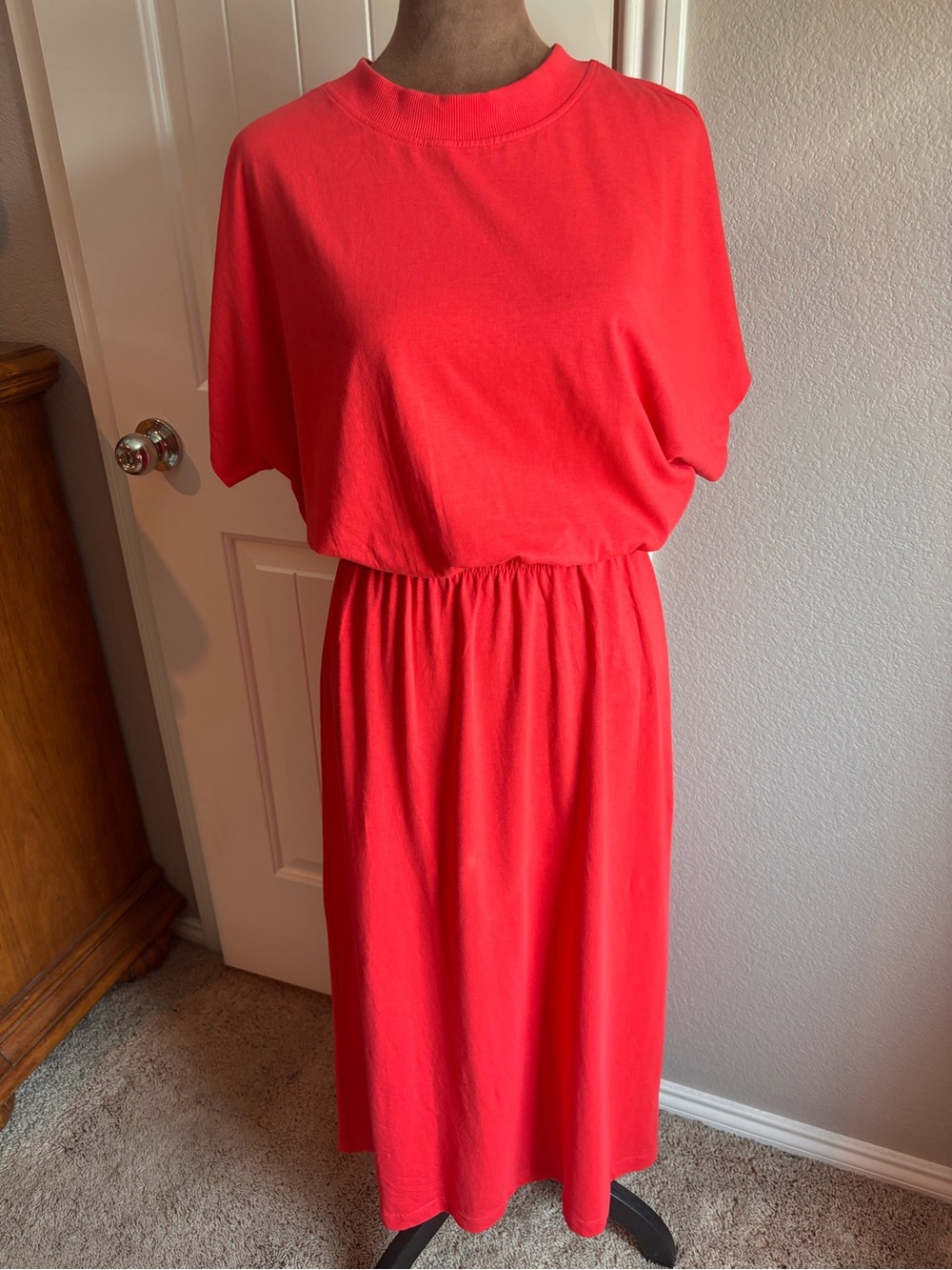 Women’s H & M Cotton Coral Short-Sleeve Elastic-Waist T-Shirt Dress S